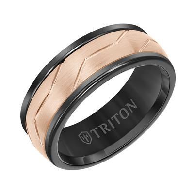 8MM BLACK BASE WITH ROSE WOVEN INSERT