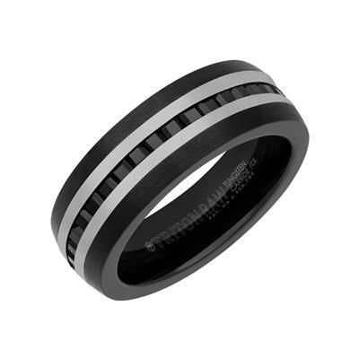 8MM Tungsten Carbide Ring - Eternity Black Heat-Treated Sapphires with Rounded Edge-10