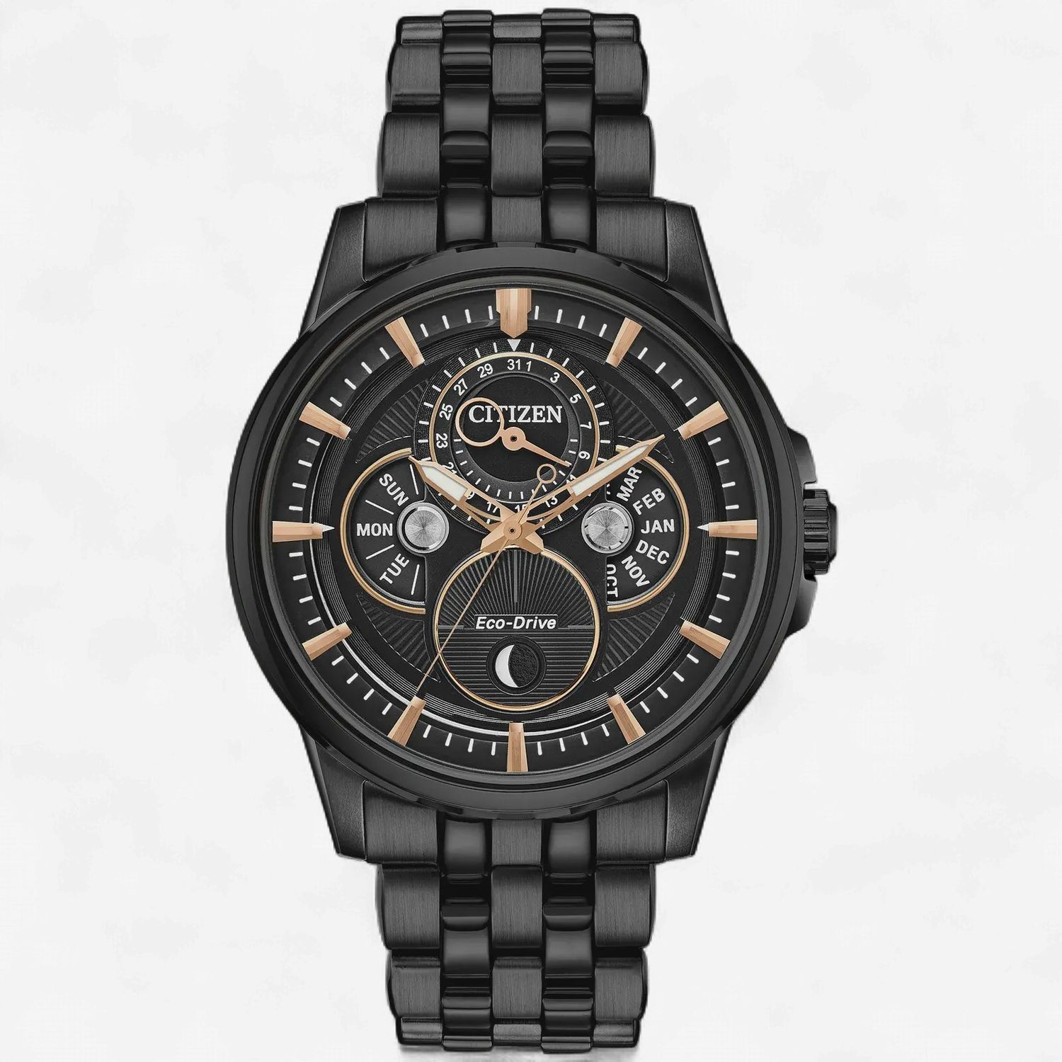Citizen Calendrier Moonphase Mens Eco-Drive Black