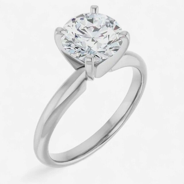14wg 1.75 ct Round G+ VS/SI + Lab Grown Solitaire Engagement Ring