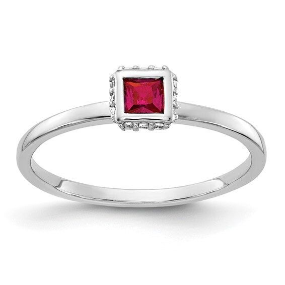 14WG Diamond and Princess Ruby Ring