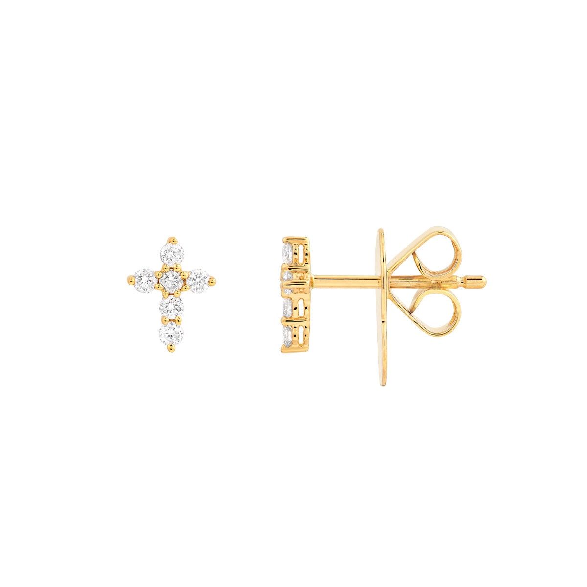 14yg 1/6tdw Diamond Cross Earrings