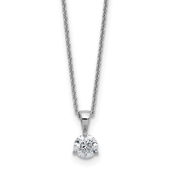 1ct Lab Grown Round Diamond Solitaire Necklace 14k White Gold