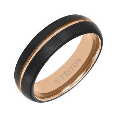 6.5MM Tungsten Carbide Two -Tone Ring with Brushed Finish-10