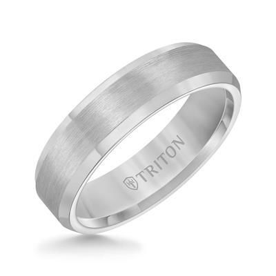 6mm Bevel Edge Tungsten Carbide comfort fit Band with center satin finish and bright polished edge- 10