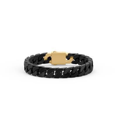 8 Inch Black Ceramic and Gold Plated10MM Bracelet