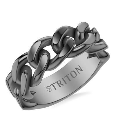 8MM Black Curb Link Ring