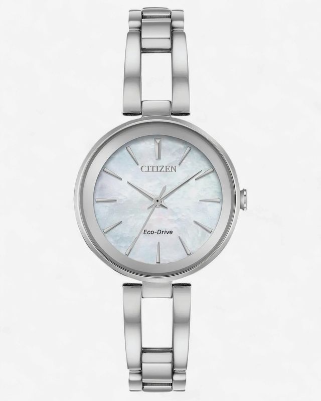 Axiom Ladies Eco-Drive Steel Pearl Dial Watch
