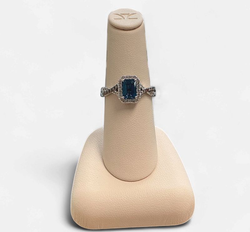 Le Vian 14K Vanilla Gold Ring featuring Deep Sea Blue Topaz Nude Diamonds Chocolate Diamonds