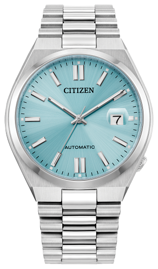 Men's Automatic TSUYOSA WR50 Stainless Steel Bracelet Aqua Dial
