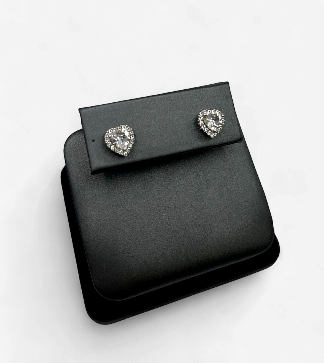 Pre-Loved Sterling Silver Created White Sapphire Heart Earrings