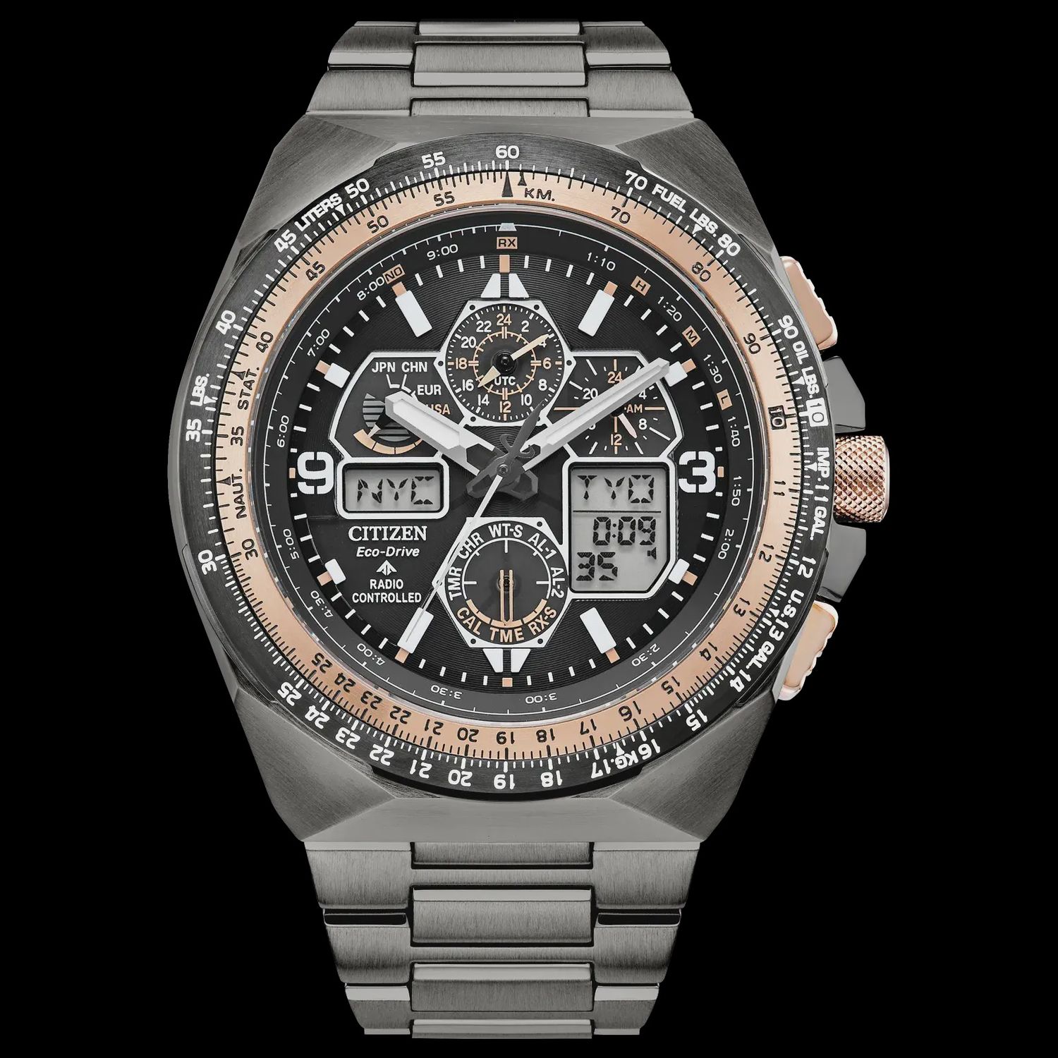 Promaster Skyhawk A-T Black Dial Rose Gold Trim