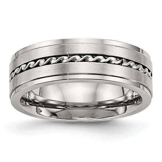 Stainless Steel Brushed and Polished Twist 7mm Band