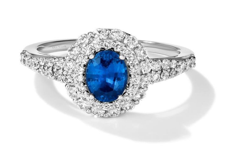 LeVian Couture Platinum .74 ct Vanilla Diamonds and .70 Cornflower Blue Sapphire Ring