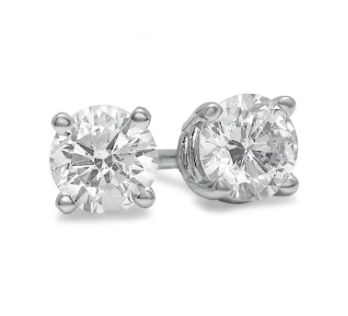 Pre-Loved 14k White Gold 1/2 ct Round Diamond Solitaire Earrings