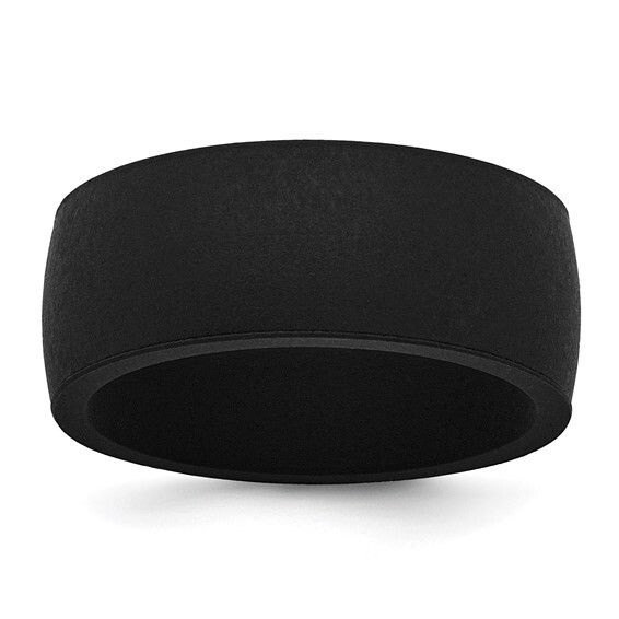 Silicone Black 8.70mm Flat Edge Band Size 10