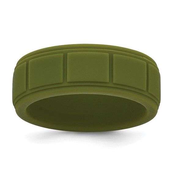 Silicone Olive Green 8mm Grid Pattern Band Size 10