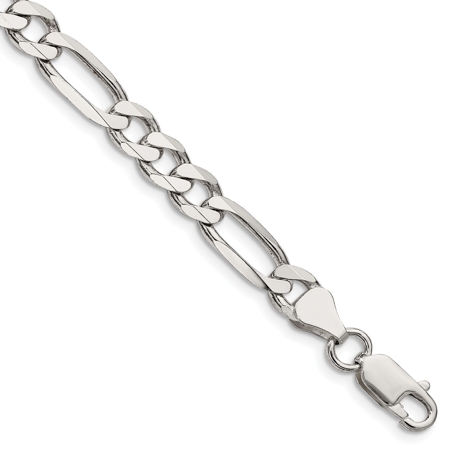 Sterling Silver 6.75mm Figaro Bracelet