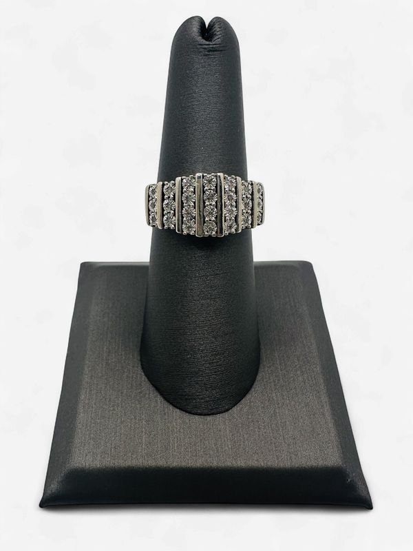 Sterling Silver and Diamond Previously Loved Pyramid Style ring- Size 7