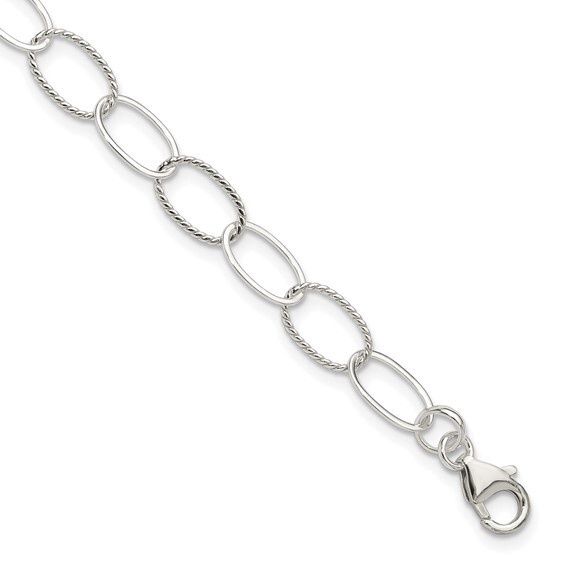 Sterling Silver Fancy Link Anklet- 10 in