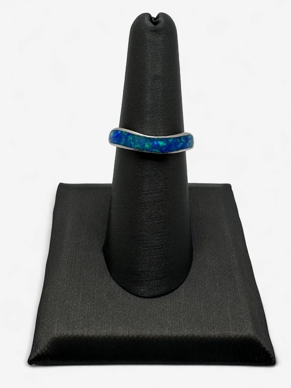 Sterling Silver Previously Loved Australlian Opal Curved Band- Size 7