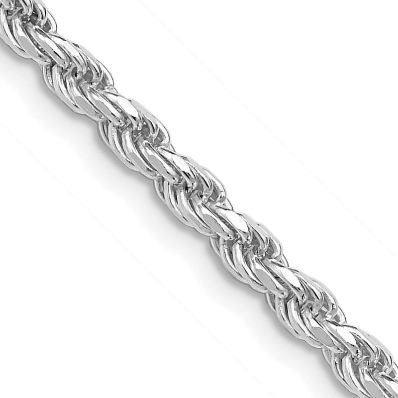 Sterling Silver Rhodium-plated 3.2mm 22 in Diamond-cut Rope Chain
