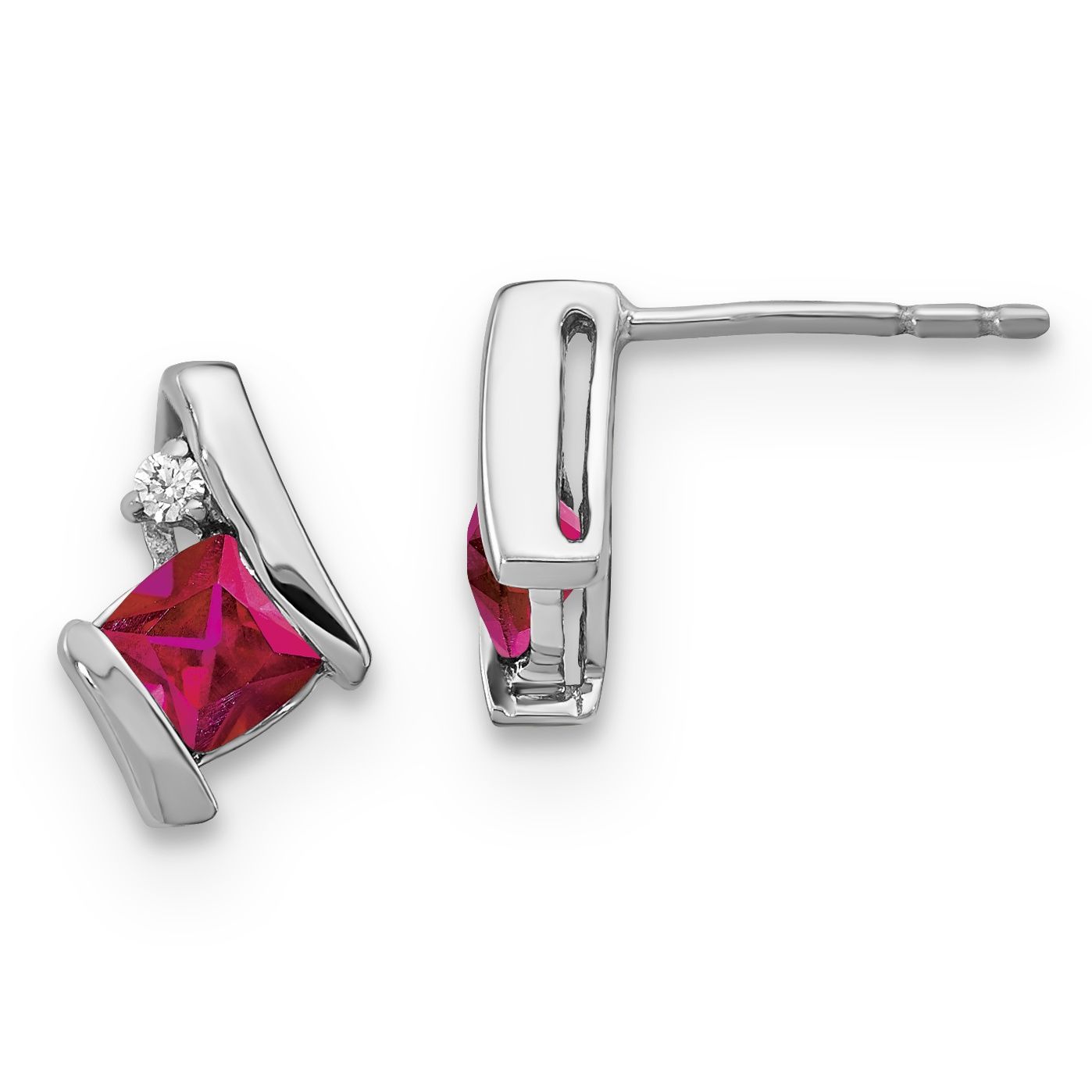 SS Created Ruby &amp; Diamond Earrings