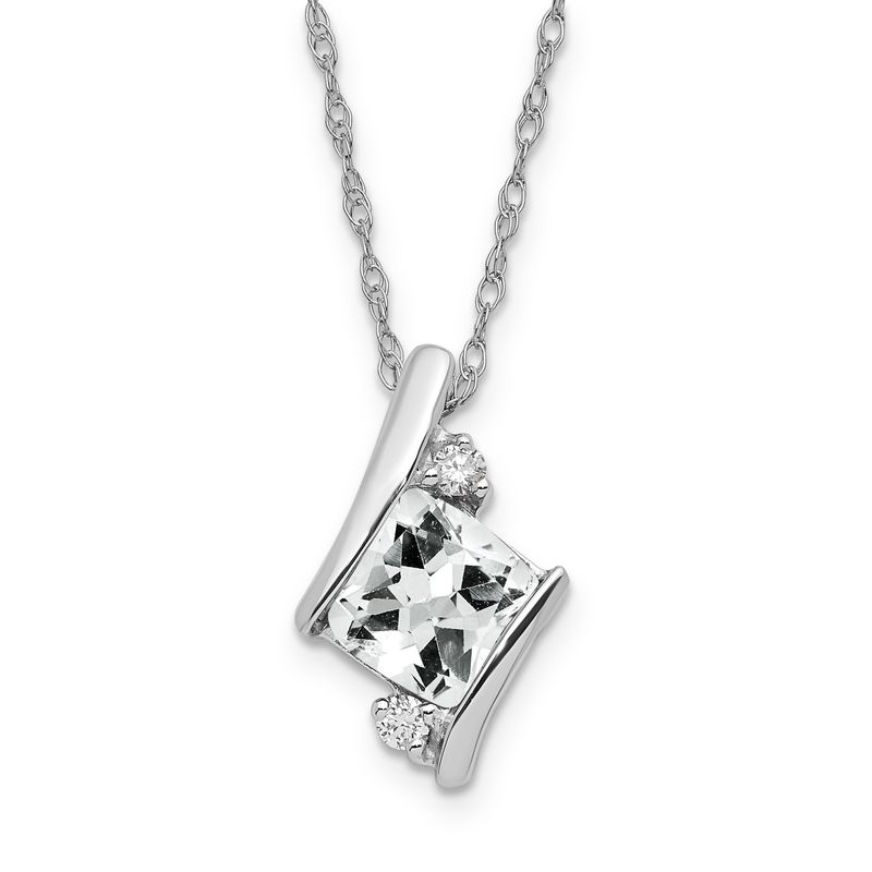 SS White Topaz &amp; Diamond Pend Necklace