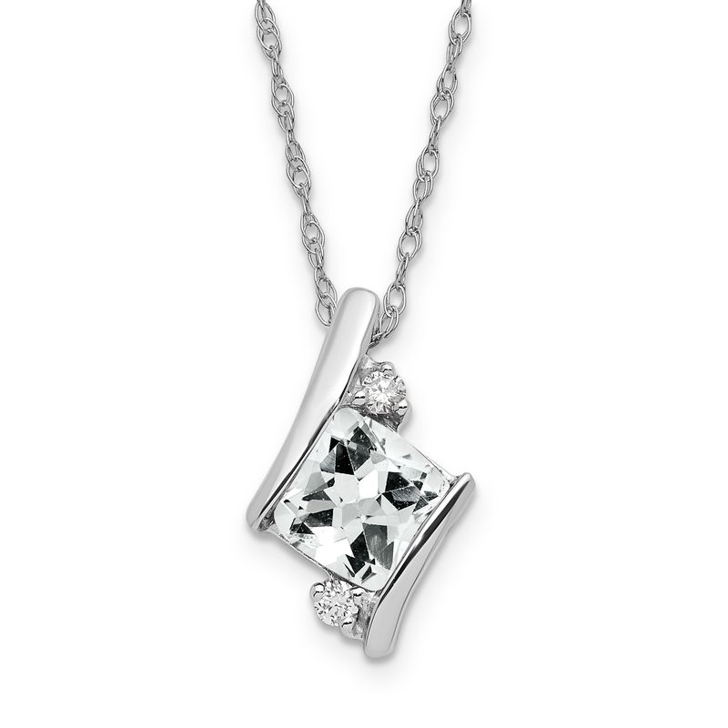 SS White Topaz &amp; Diamond Pend Necklace