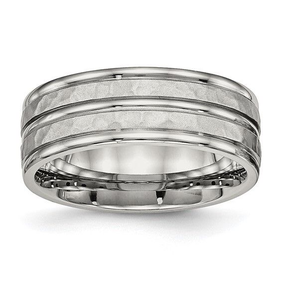 Stainless Steel Polished and Hammered 8mm Band-10