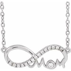 Sterling Silver .08 CTW Natural Diamond Infinity-Inspired Mom 18" Necklace