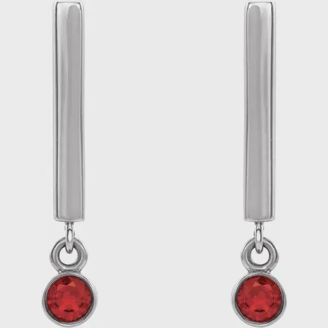 Sterling Silver 2.5 mm Round Bezel-Set Bar Earring