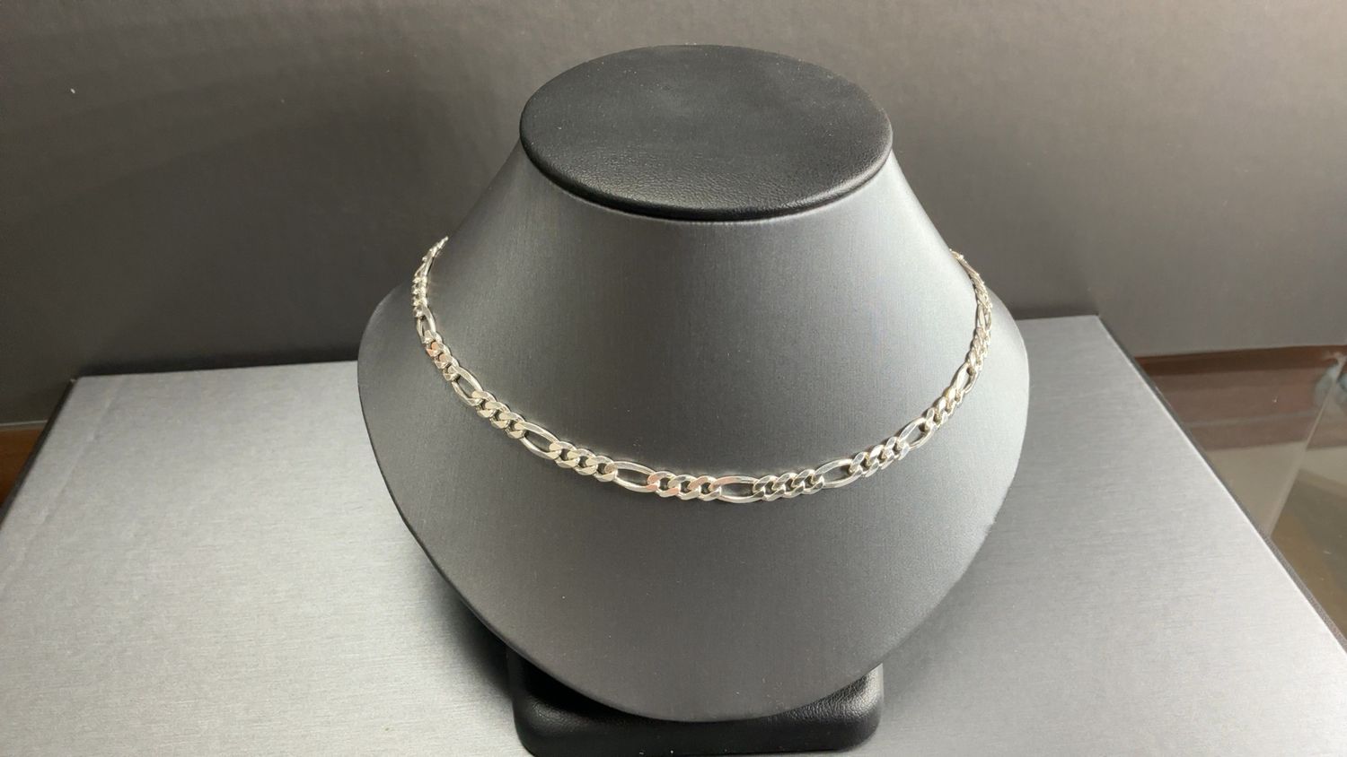 Sterling Silver 4.5mm Figaro Necklace 24 inch