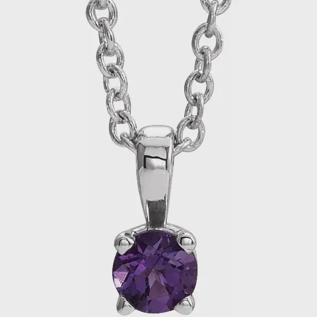 Sterling Silver 4 mm Amethyst 16-18" Necklace