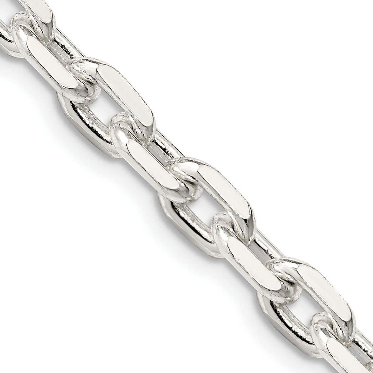 Sterling Silver 5.4mm 22 in Beveled Oval Cable Chain