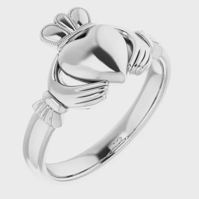 Sterling Silver 8.5 mm Claddagh Band Size 7