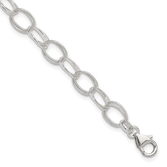 Sterling Silver Fancy Link Anklet 10in