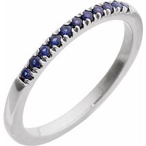Sterling Silver Lab-Grown Blue Sapphire Stackable Ring