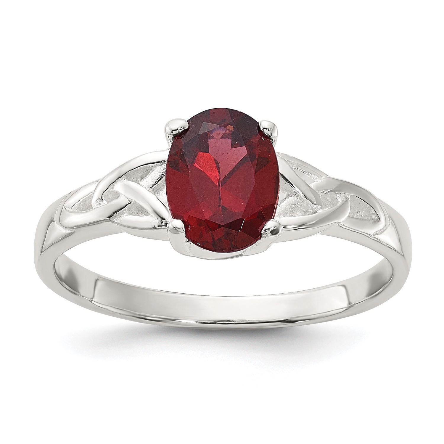 Sterling Silver Polished Garnet Ring 7.00