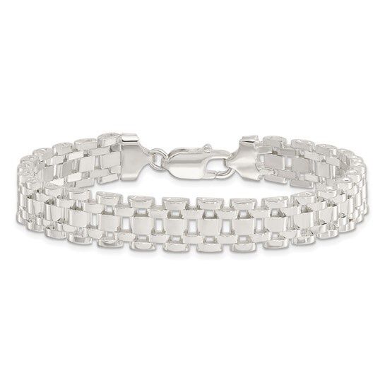 Sterling Silver Polished Fancy Link Bracelet- 7.75 inches
