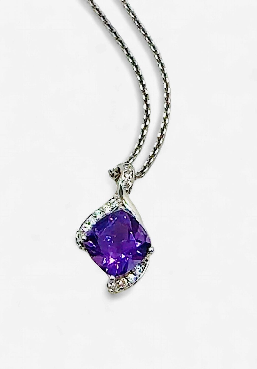 Sterling Silver Previously Loved Amethyst and White Sapphire Pendant