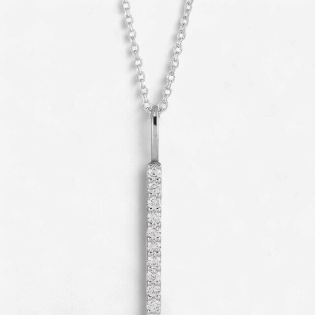 Sterling Silver 1/6 CTW Natural Diamond Vertical Bar 16-18" Necklace