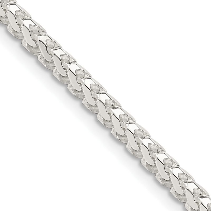 Sterling Silver 3.1mm D/C Square Franco Chain 22" Rhodium