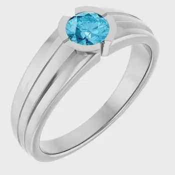 Sterling Silver Aquamarine Gents Ring