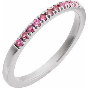 Sterling Silver Natural Pink Tourmaline Stackable Ring