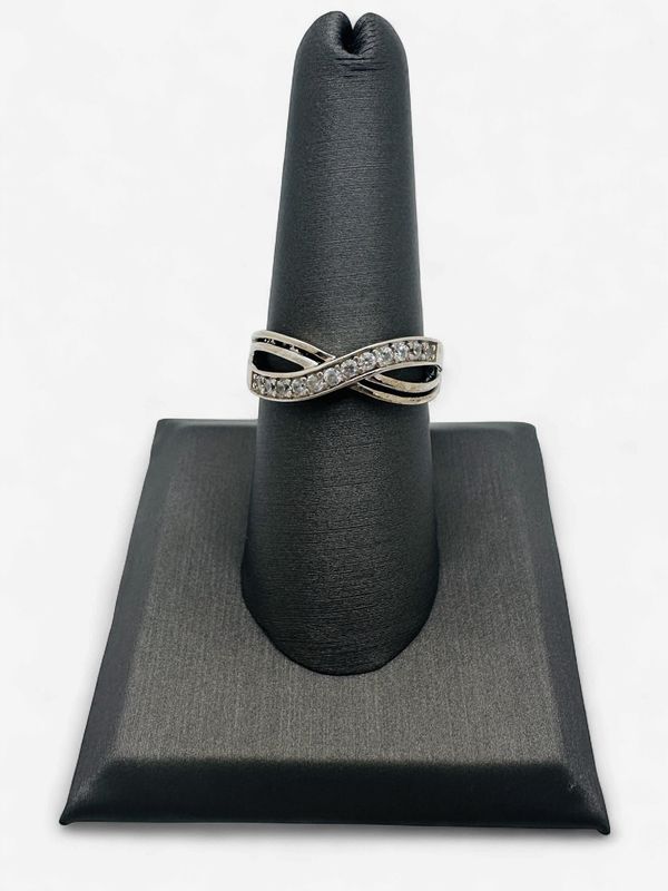 Sterling Silver Previously Loved CZ Band- Size 8