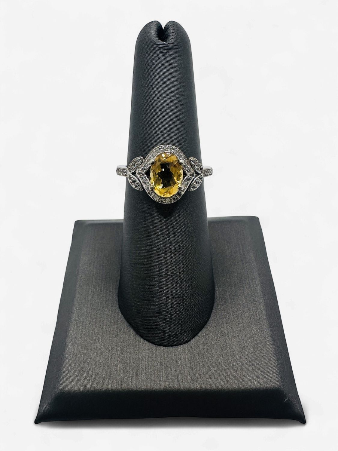 Sterling Silver Previously Loved Citrine and Diamond Ring