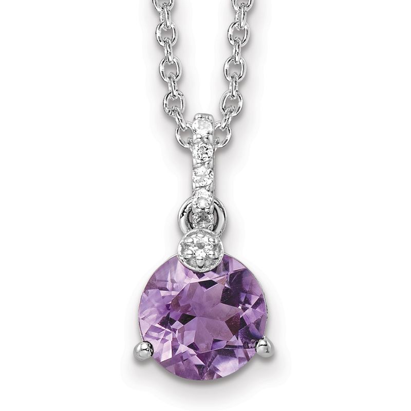 Sterling Silver Rhod-plated 1.47Amethyst WhiteTopaz with 2in ext Necklace