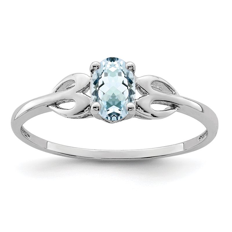 Sterling Silver Rhodium-plated Aquamarine Ring 7.00