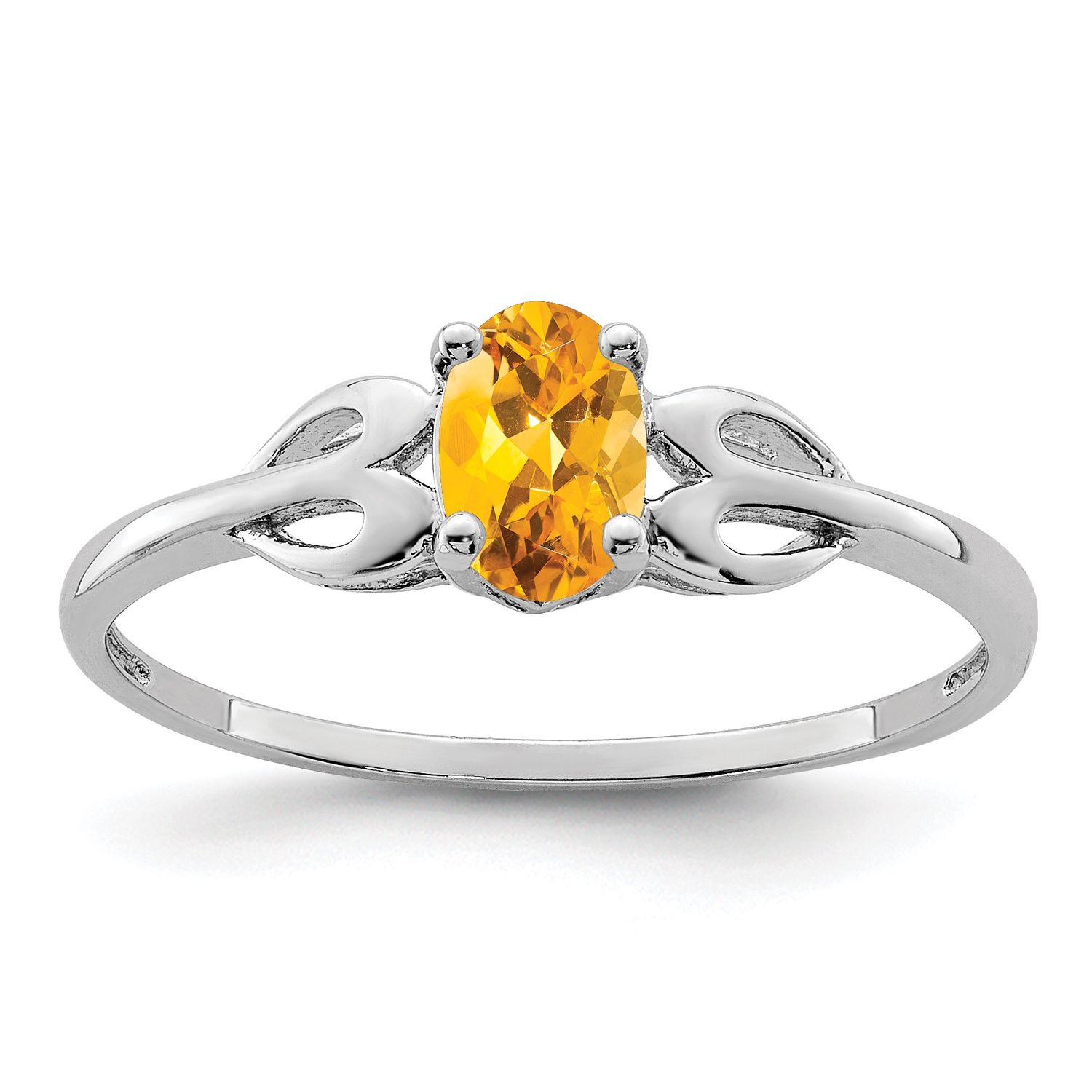 Sterling Silver Rhodium-plated Citrine Ring 7.00
